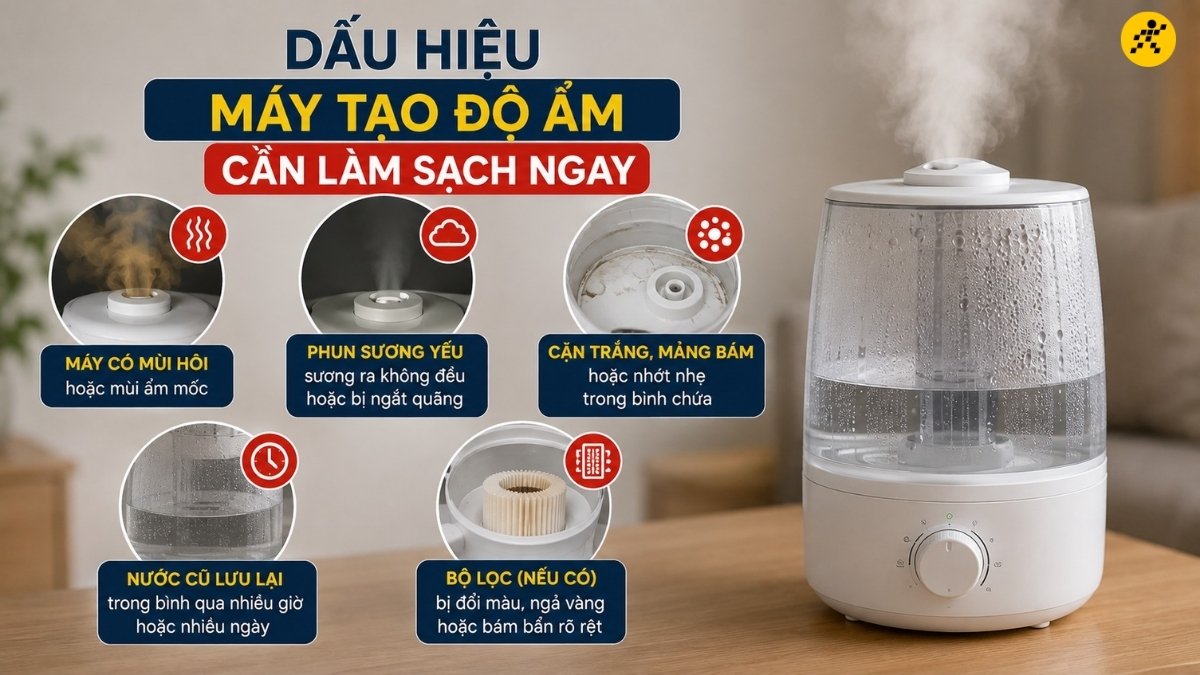 Dấu hiệu máy tạo độ ẩm cần vệ sinh