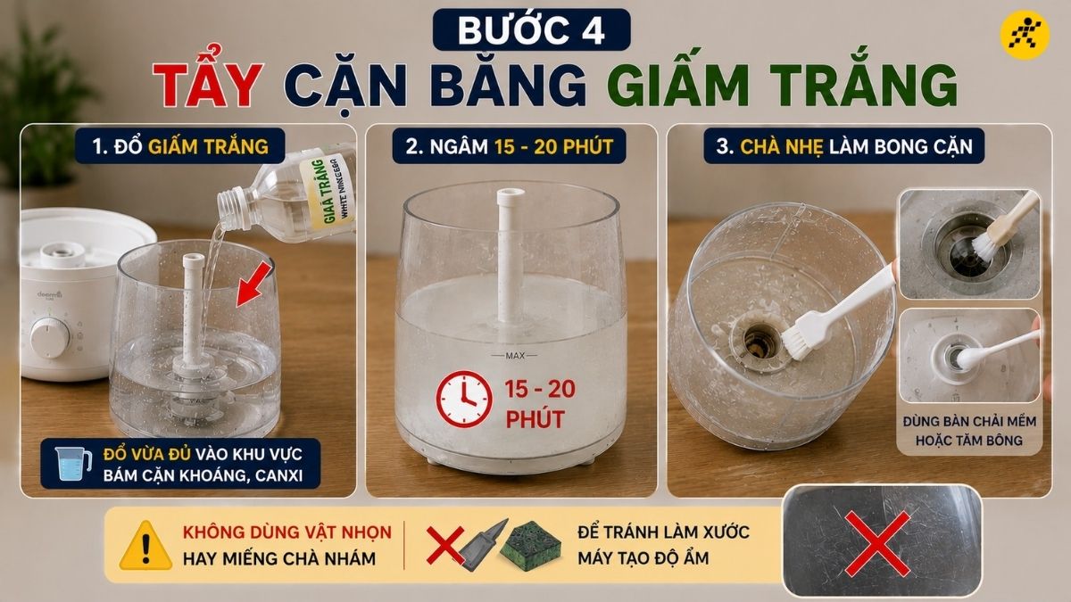 Tẩy cặn bằng giấm trắng