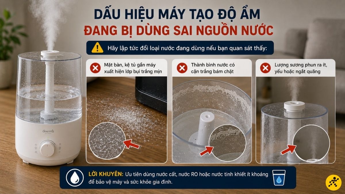 Dấu hiệu máy đang bị dùng sai nguồn nước
