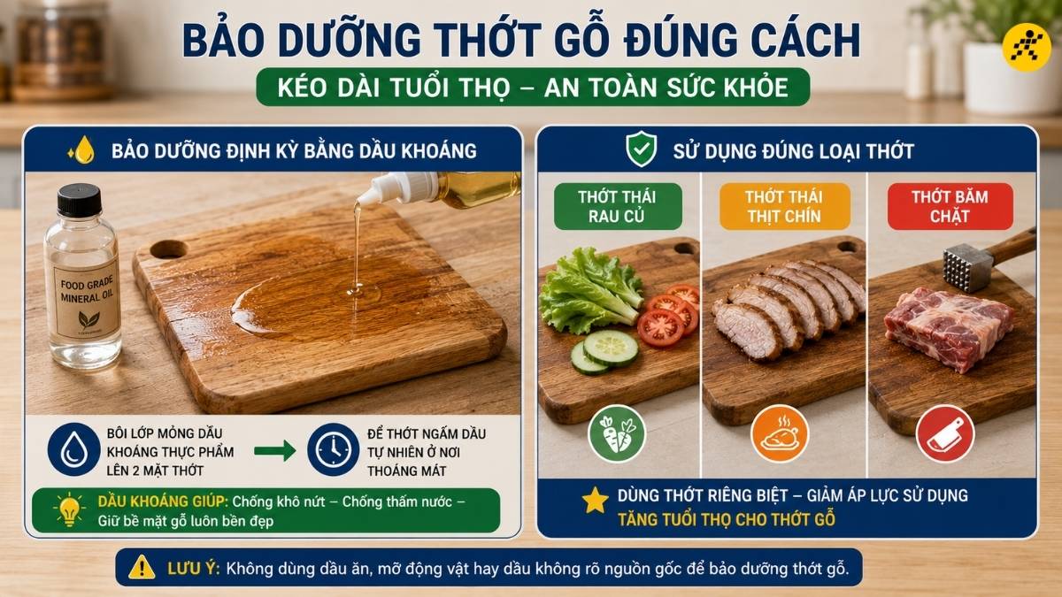 Cách bảo dưỡng thớt gỗ định kỳ