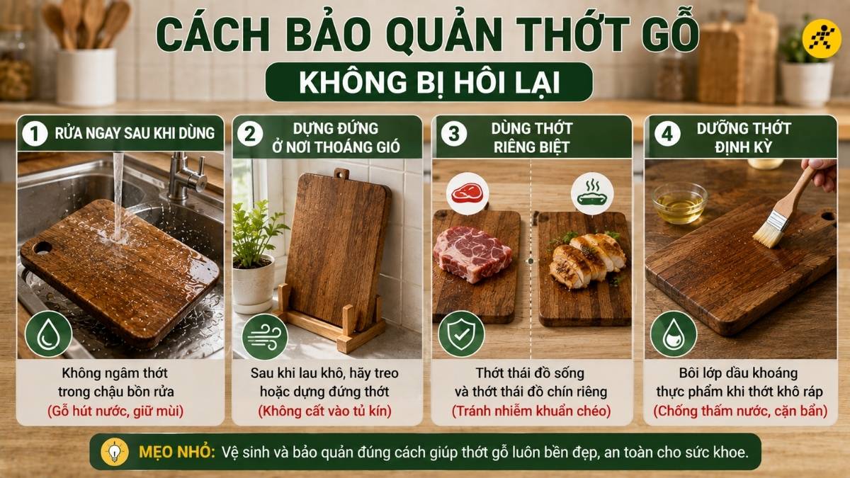 Cách bảo quản thớt gỗ đúng cách