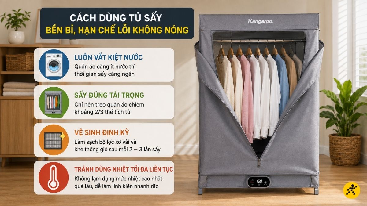 Cách dùng tủ sấy bền bỉ, hạn chế lỗi không nóng