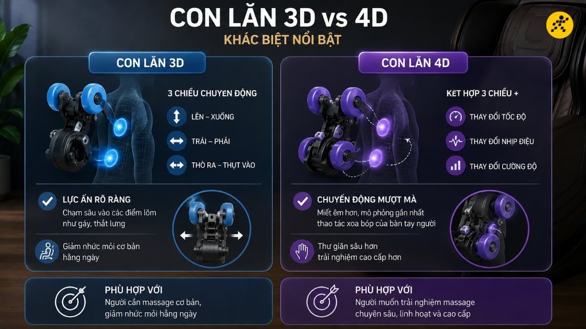 Bản chất sự khác biệt giữa con lăn 3D và 4D Bản chất sự khác biệt giữa con lăn 3D và 4D