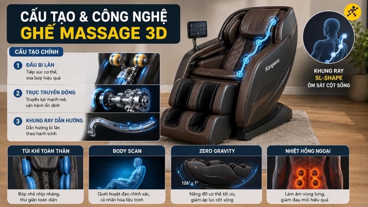 Cấu tạo và công nghệ ghế massage 3D Cấu tạo và công nghệ ghế massage 3D