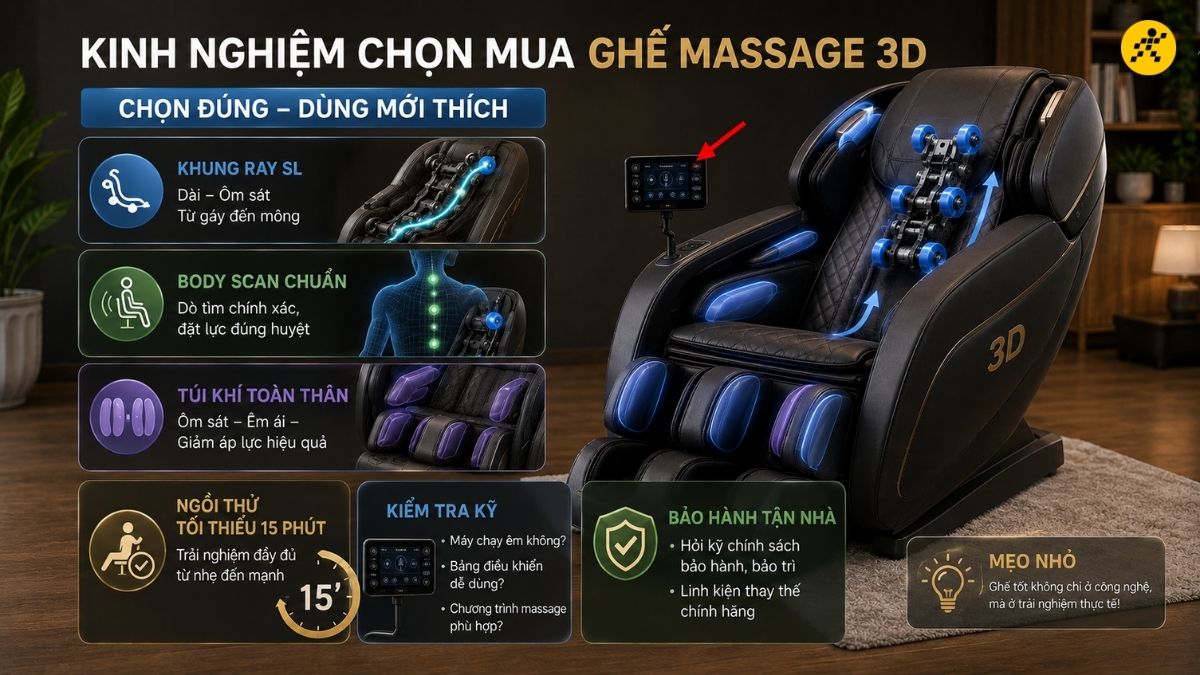 Kinh nghiệm chọn mua ghế massage 3D chuẩn Kinh nghiệm chọn mua ghế massage 3D chuẩn