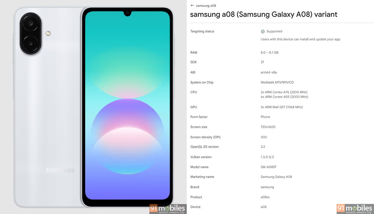 Samsung Galaxy S26 FE, A08 và A07s xuất hiện