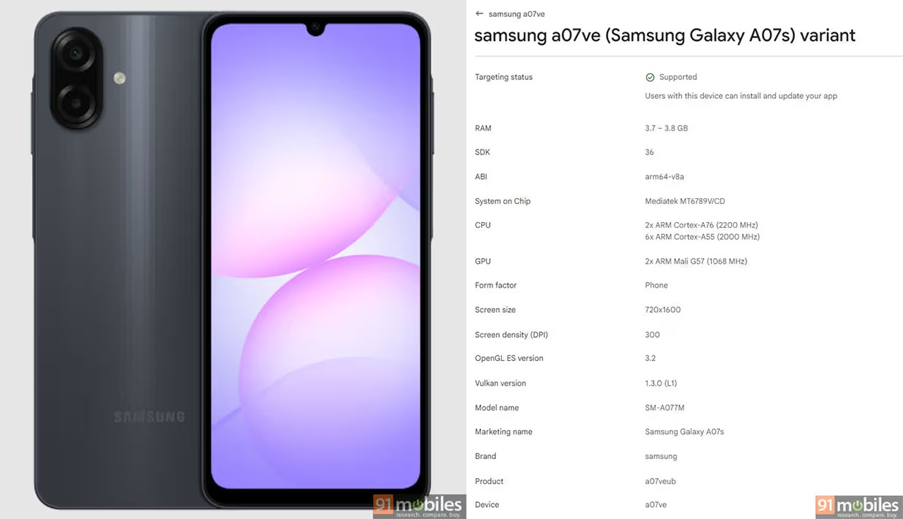 Samsung Galaxy S26 FE, A08 và A07s xuất hiện
