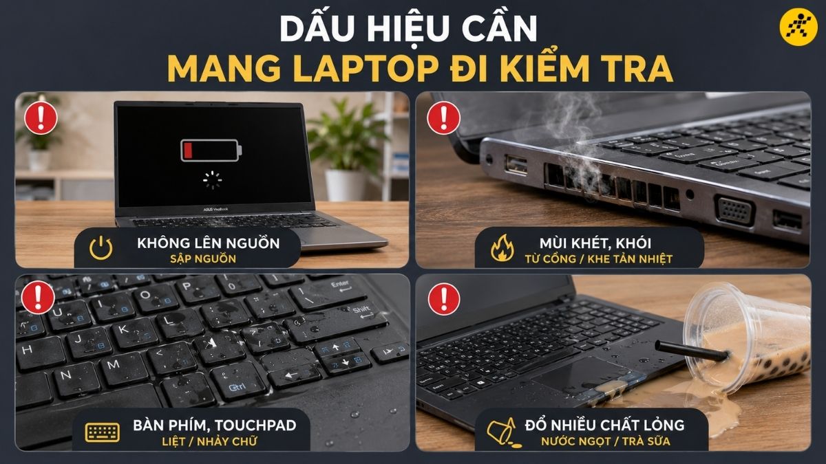 Dấu hiệu cần mang laptop đi kiểm tra kỹ thuật
