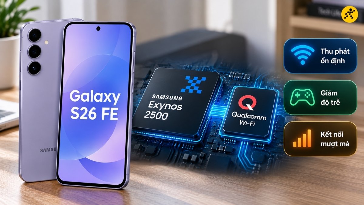Sự kết hợp ch&eacute;o với chip Wi-Fi Qualcomm