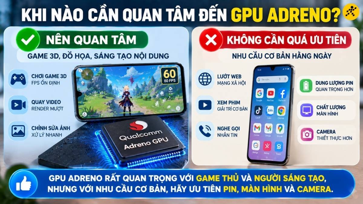 Bạn n&ecirc;n đặc biệt ch&uacute; &yacute; đến sức mạnh GPU Adreno nếu l&agrave; một game thủ