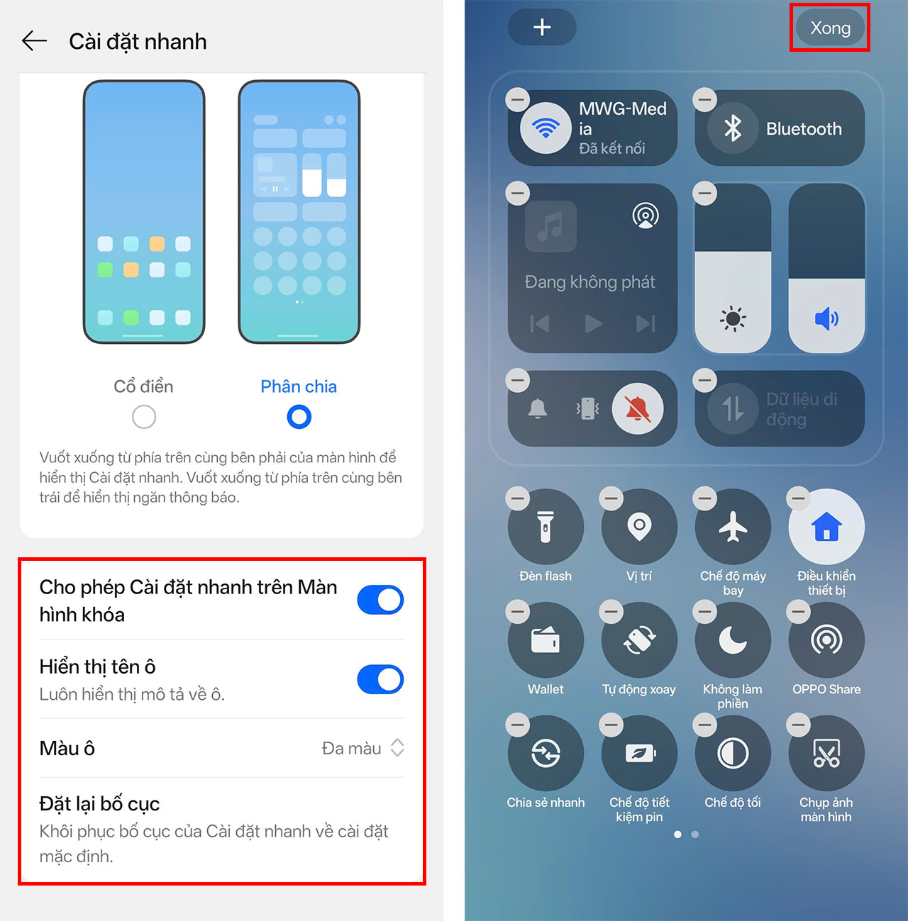 Cách chỉnh cài đặt nhanh trên ColorOS 16