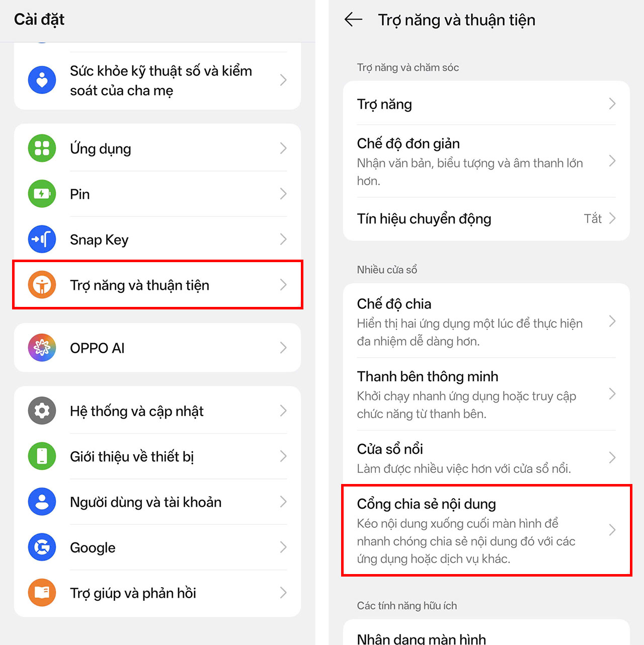 Cách dùng cổng chia sẻ nội dung trên OPPO Cách dùng cổng chia sẻ nội dung trên OPPO