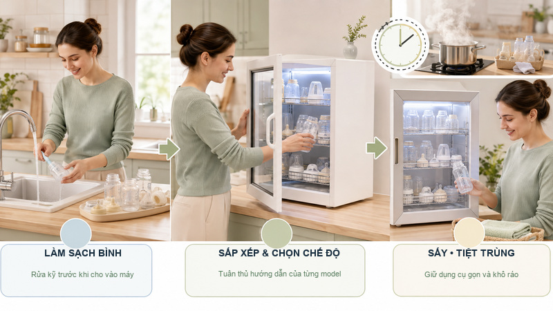 Máy tiệt trùng – giải pháp an toàn cho sức khỏe bé và tiện lợi cho mẹ Máy tiệt trùng – giải pháp an toàn cho sức khỏe bé và tiện lợi cho mẹ
