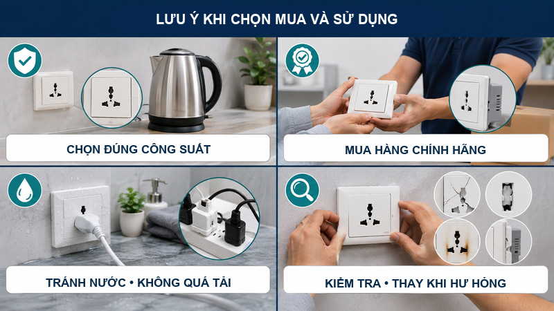Lưu ý khi chọn mua và sử dụng ổ cắm Panasonic