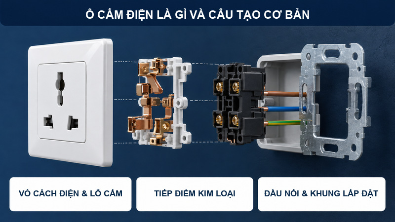 Ổ cắm điện là gì và cấu tạo cơ bản