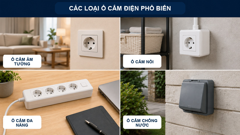 Các loại ổ cắm điện phổ biến hiện nay