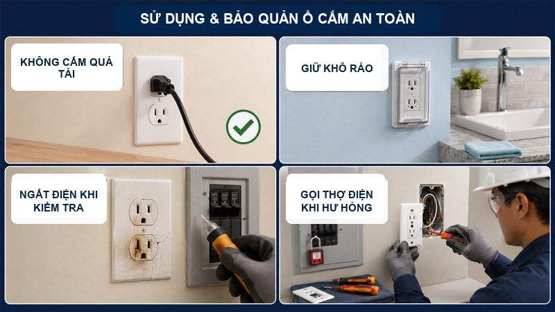 Lưu ý khi sử dụng và bảo quản ổ cắm điện để đảm bảo an toàn