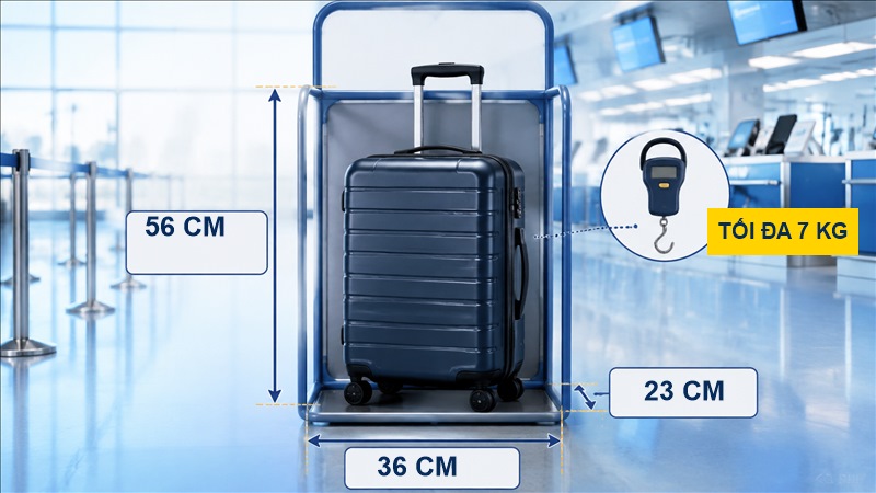 Quy định kích thước vali xách tay Vietjet Quy định kích thước vali xách tay Vietjet