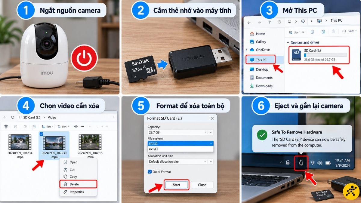 Cách xóa video camera bằng thẻ nhớ trên máy tính Cách xóa video camera bằng thẻ nhớ trên máy tính