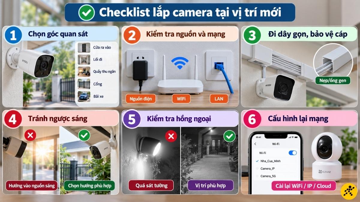 Checklist lắp camera tại vị trí mới Checklist lắp camera tại vị trí mới