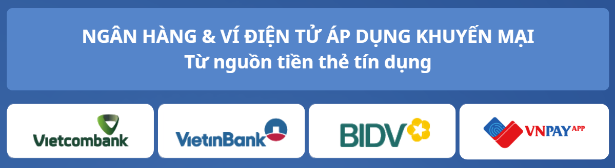 Danh sách các ứng dụng ngân hàng và ví điện tử áp dụng khuyến mại từ nguồn tiền thẻ tín dụng bao gồm: Danh sách các ứng dụng ngân hàng và ví điện tử áp dụng khuyến mại từ nguồn tiền thẻ tín dụng bao gồm: