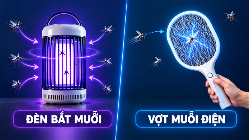 So sánh nguyên lý đèn bắt muỗi và vợt muỗi điện