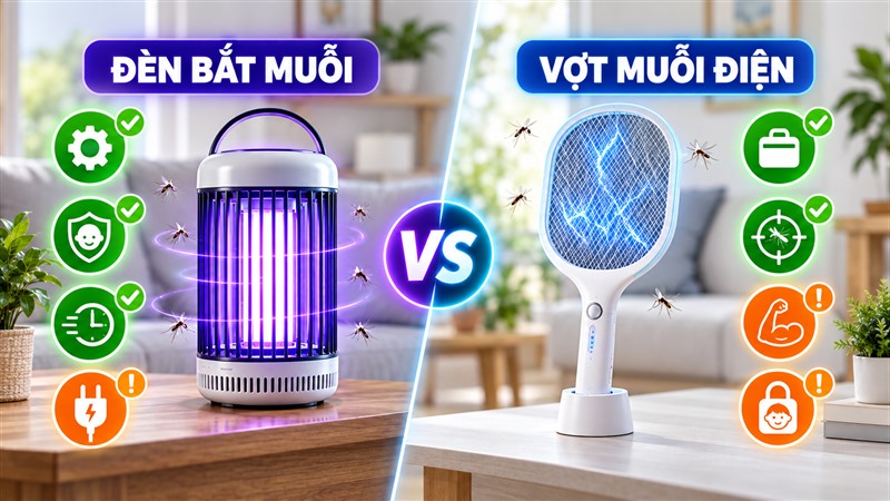 Ưu nhược điểm đèn bắt muỗi và vợt muỗi điện