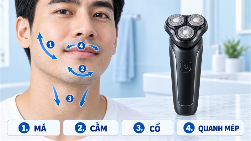 Kỹ thuật cạo râu đúng cách khi sử dụng máy Enchen