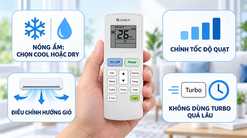 Mẹo sử dụng điều khiển điều hòa Gree hiệu quả