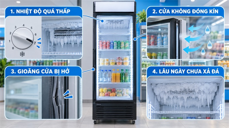 Nguyên nhân tủ mát bị đóng tuyết