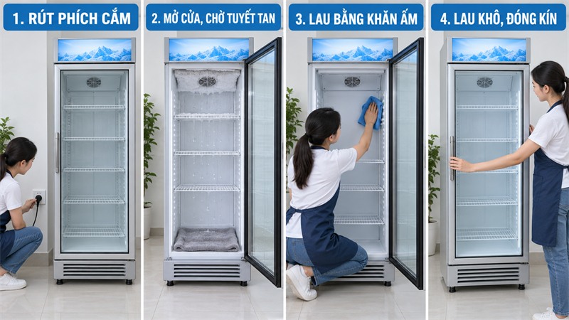 Cách xả đá và vệ sinh tủ mát đúng cách