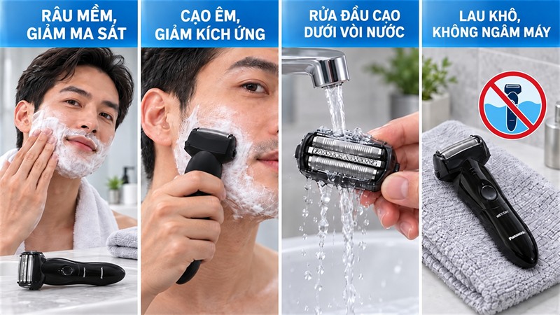 Ưu điểm và lưu ý khi sử dụng máy cạo râu Panasonic cạo ướt