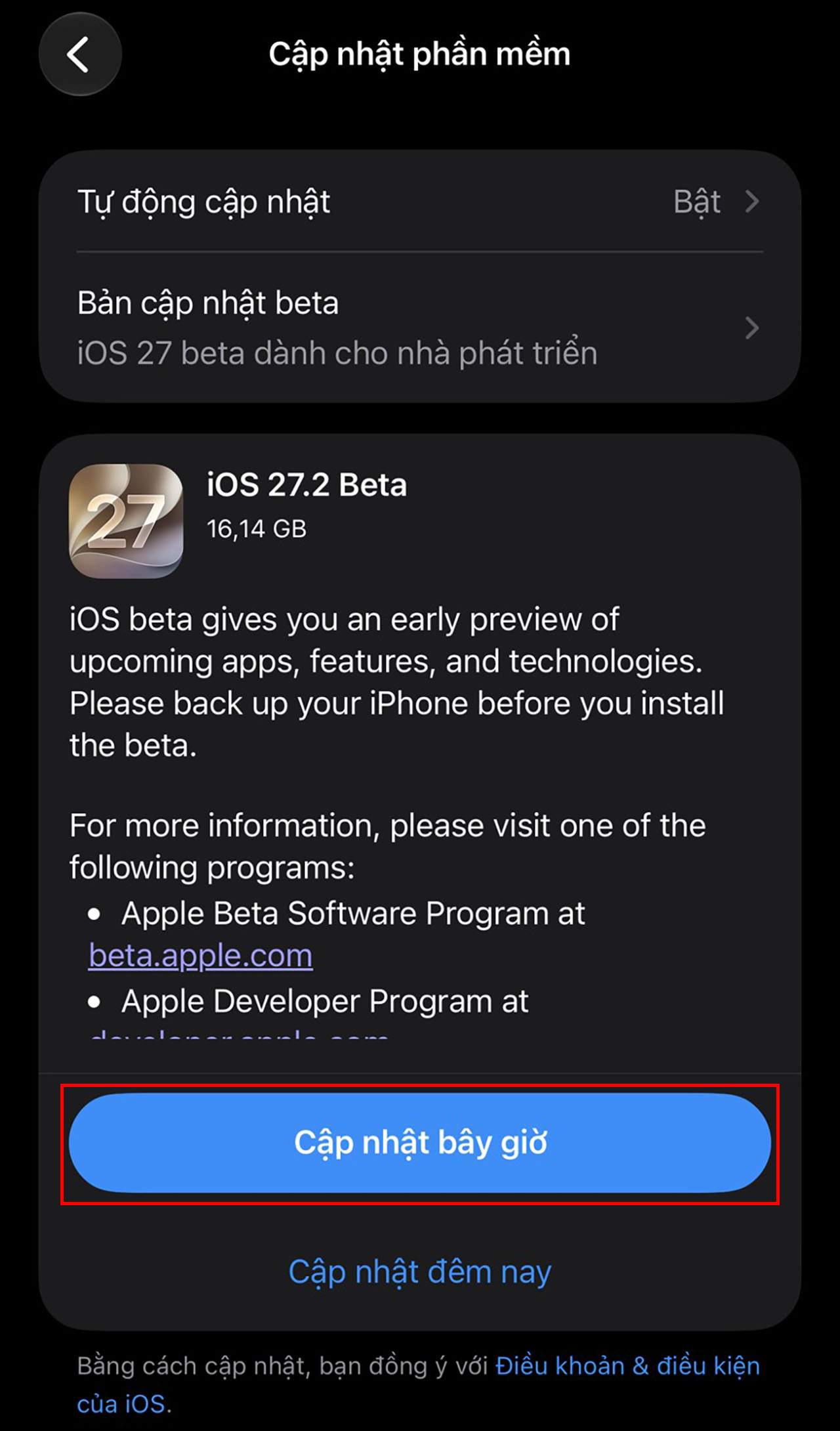 Cách Cập Nhật Ios 27.2 Beta