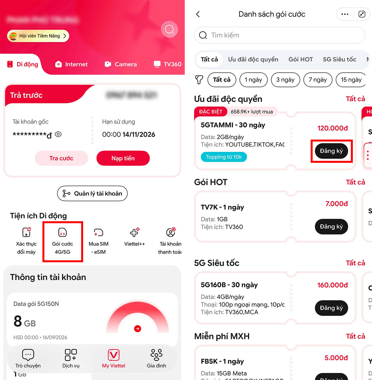 Cách Đăng Ký Gói Cước 5Gtammi