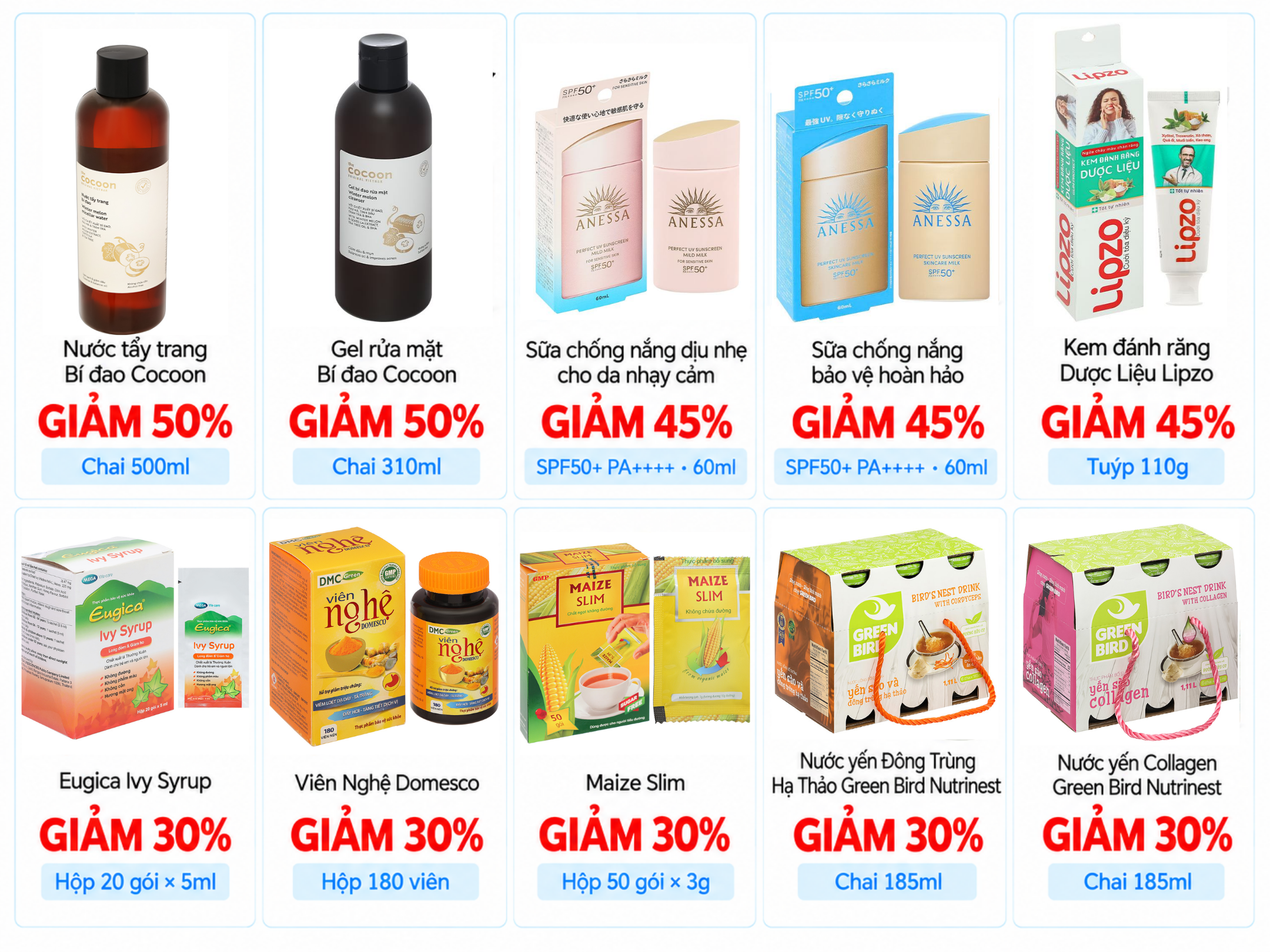 SẢN PHẨM MUA KÈM HÓA ĐƠN TỪ 150K GIẢM 20% - 50% CÁC THỰC PHẨM BẢO VỆ SỨC KHỎE SAU