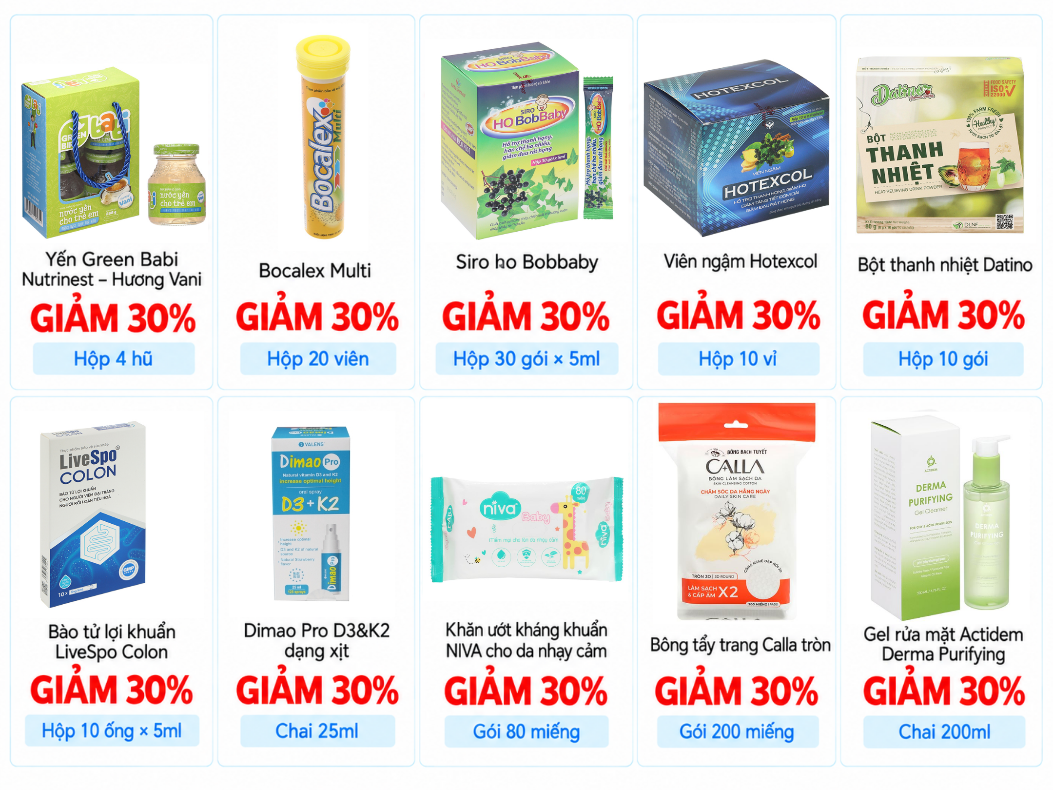 SẢN PHẨM MUA KÈM HÓA ĐƠN TỪ 150K GIẢM 20% - 50% CÁC THỰC PHẨM BẢO VỆ SỨC KHỎE SAU