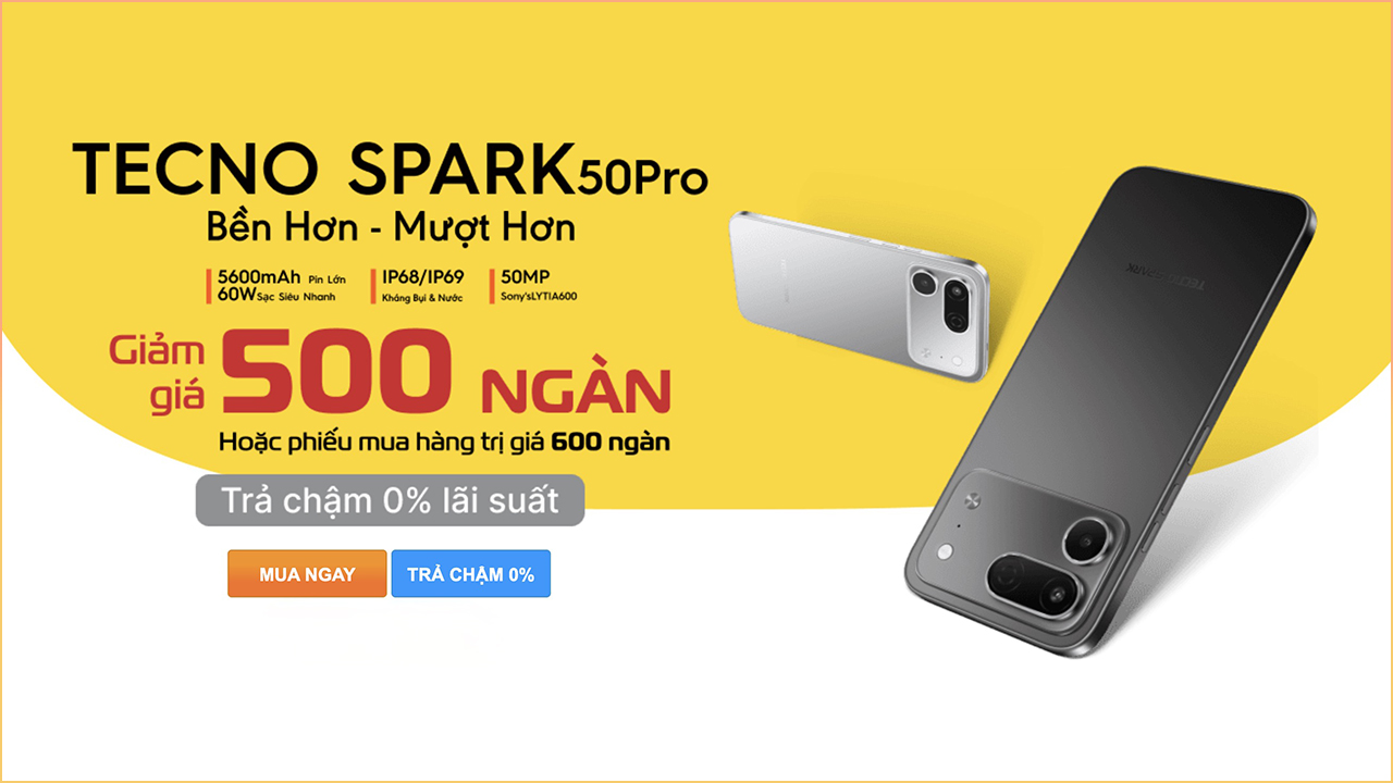 Hotsale Mở Bán Tecno Spark 50 Pro: Pin Khủng 5.600 Mah, Sạc 60 W