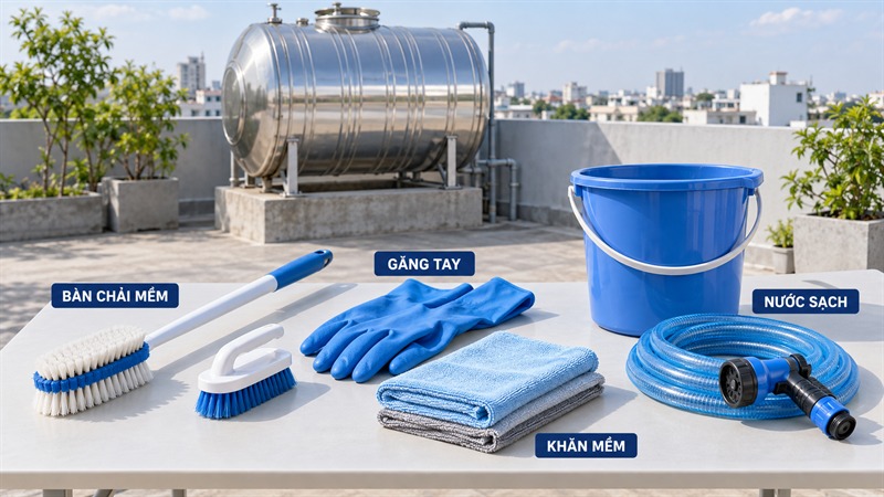 Dụng cụ vệ sinh bồn nước inox
