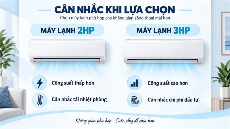 Cân nhắc khi chọn máy lạnh 2HP và 3HP Cân nhắc khi chọn máy lạnh 2HP và 3HP