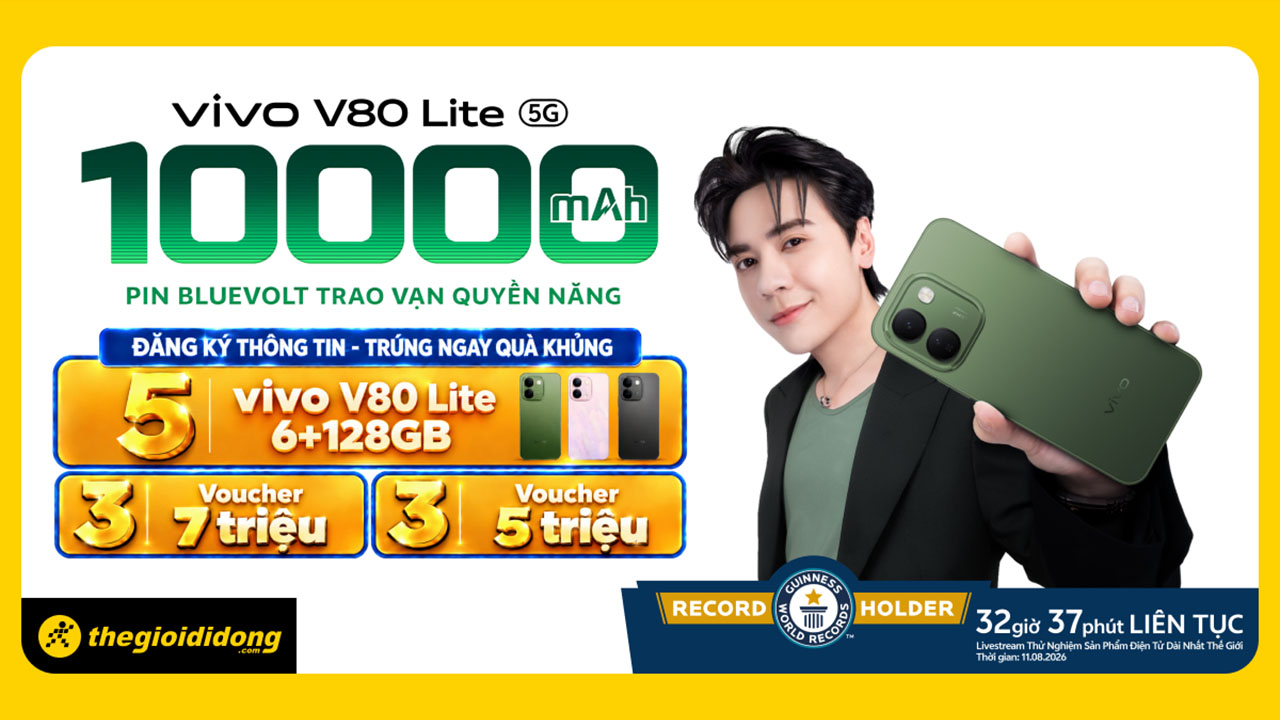 Minigame Chờ đón vivo V80 Lite 5G: Cơ hội trúng 5 điện thoại và PMH đến 7 triệu