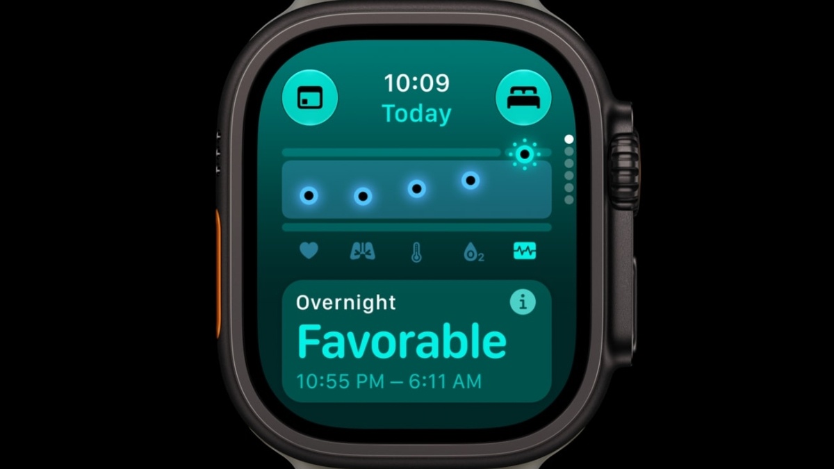 Màn hình Apple Watch Ultra 4 hiển thị rõ ứng dụng Sinh Hiệu qua đêm (Ảnh: Apple) Màn hình Apple Watch Ultra 4 hiển thị rõ ứng dụng Sinh Hiệu qua đêm (Ảnh: Apple)