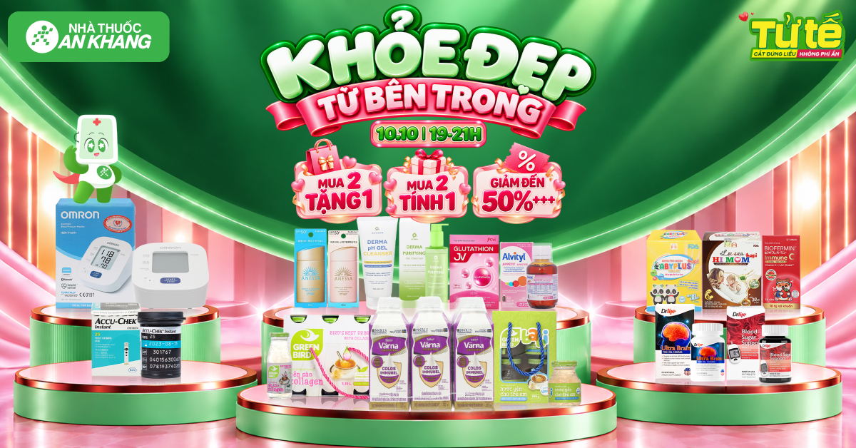10.10 Khỏe đẹp từ bên trong với nhiều ưu đãi mua 2 tặng 1, mua 2 tính 1 và giảm đến 50% tại Nhà thuốc An Khang 10.10 Khỏe đẹp từ bên trong với nhiều ưu đãi mua 2 tặng 1, mua 2 tính 1 và giảm đến 50% tại Nhà thuốc An Khang