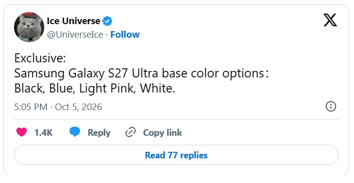 Galaxy S27 Phiên Bản Màu