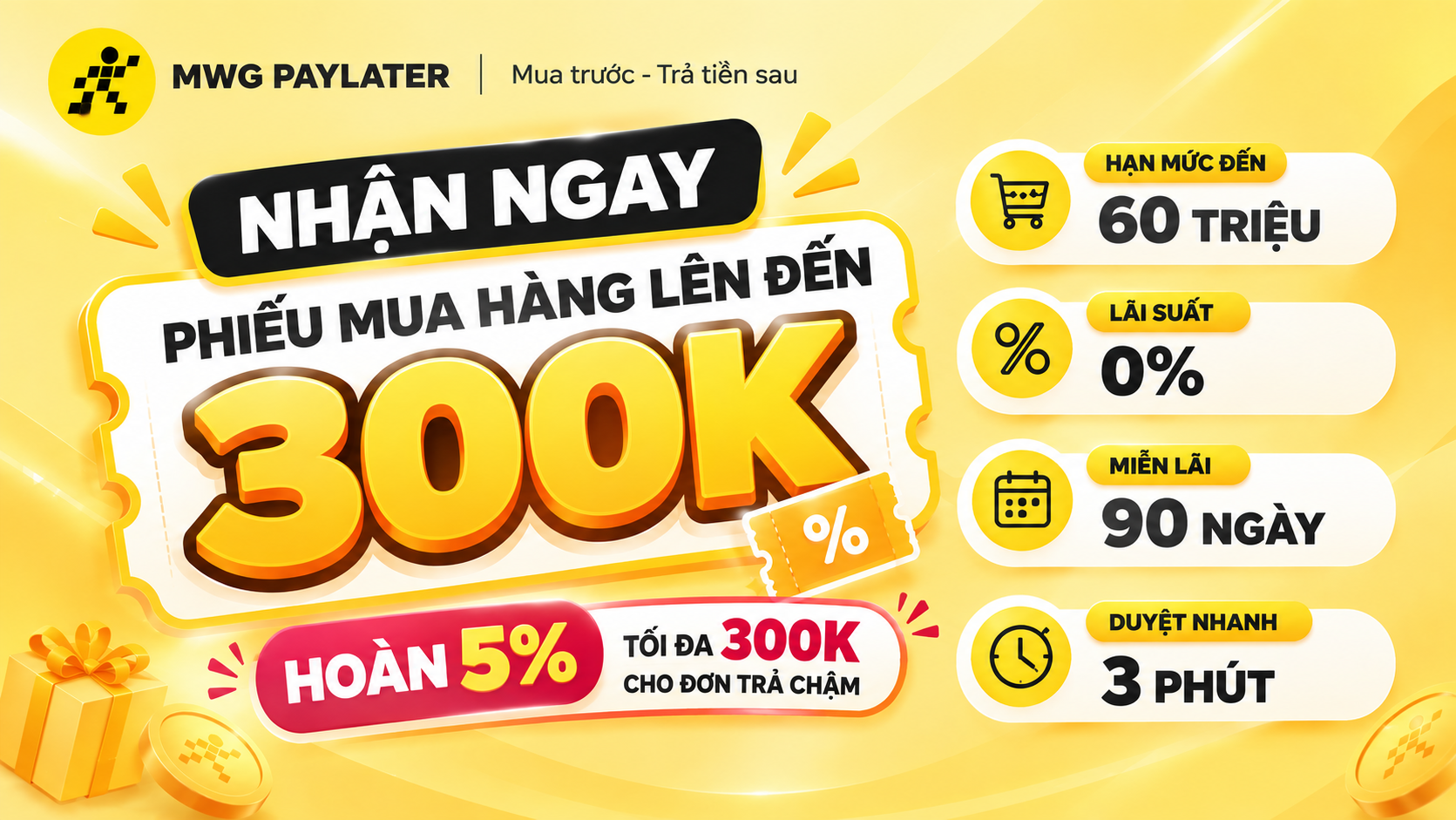 Mua Trả Chậm Qua Mwg Paylater: Tặng Phiếu Mua Hàng Đến 300K, Hoàn Tiền 300K