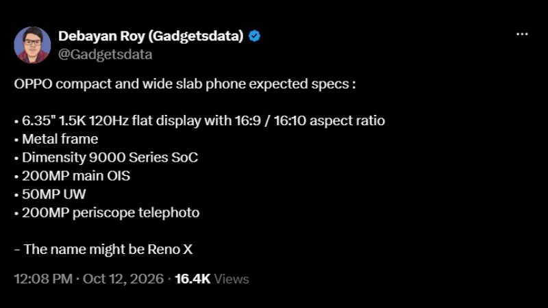 Rò Rỉ Oppo Reno X