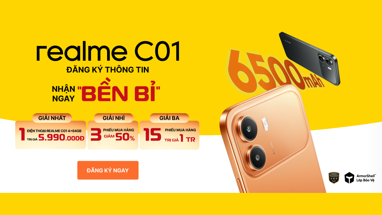 Minigame Đăng Ký Thông Tin Realme C01: Cơ Hội Trúng Điện Thoại Và Voucher Giảm 50%