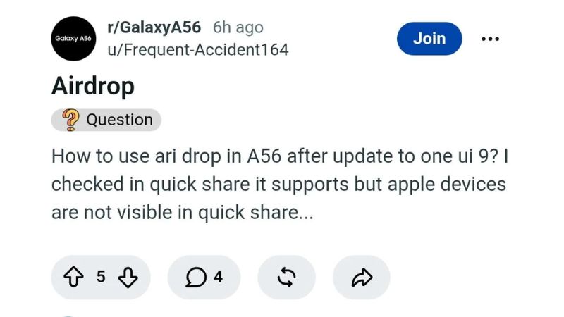 Galaxy A56 Airdrop