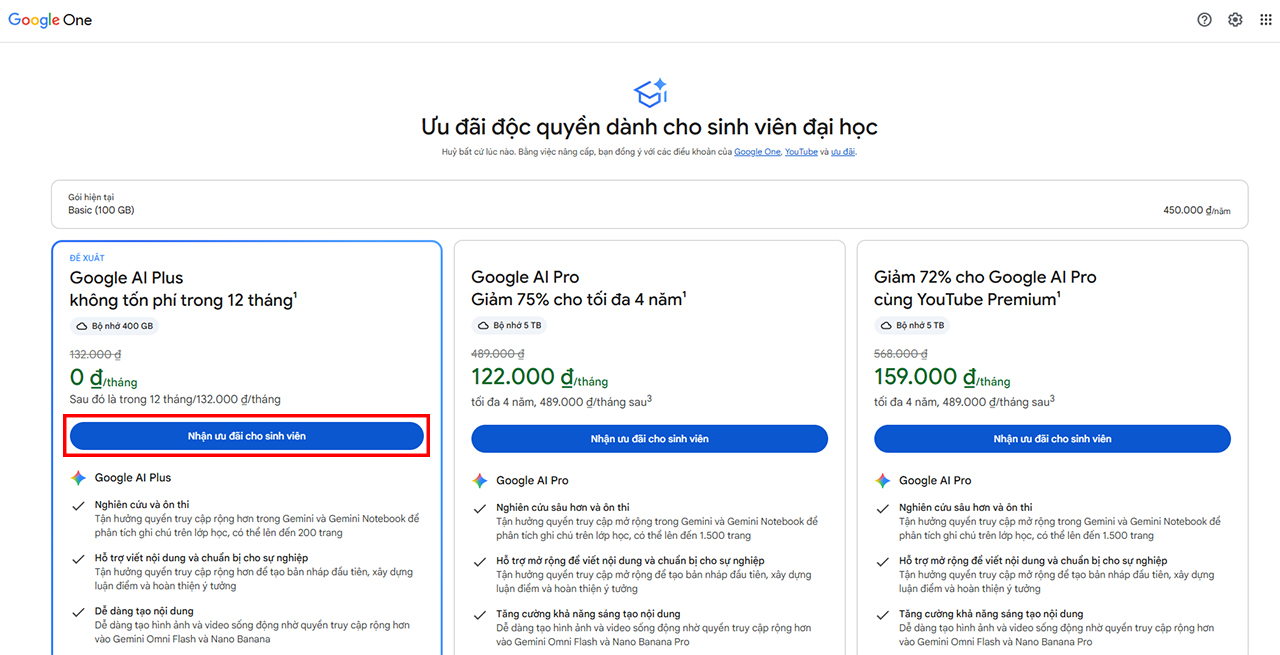 Cách Nhận Google Ai Plus Miễn Phí 12 Tháng Cho Sinh Viên