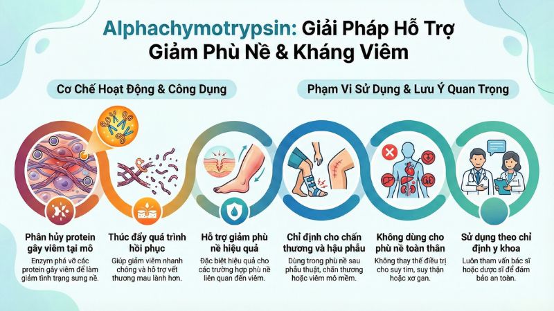 Alphachymotrypsin hỗ trợ giảm phù nề và kháng viêm