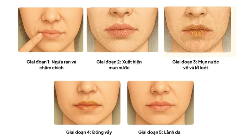 5 giai đoạn của bệnh Herpes môi bạn cần biết 5 giai đoạn của bệnh Herpes môi bạn cần biết